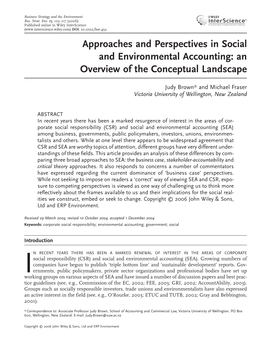 Approaches and Perspectives in Social and Environmental Accounting: an Overview of the Conceptual Landscape