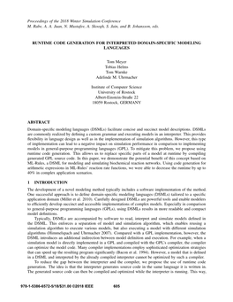 Runtime Code Generation for Interpreted Domain-Specific Modeling Languages