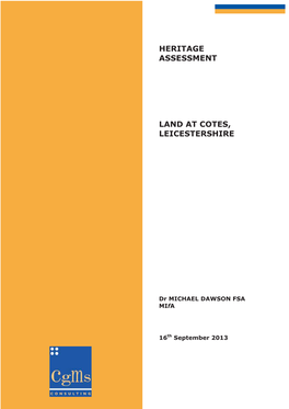 Heritage Assessment Land at Cotes, Leicestershire