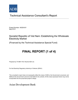 Establishing the Wholesale Electricity Market: Technical Assistance Consultant's Report