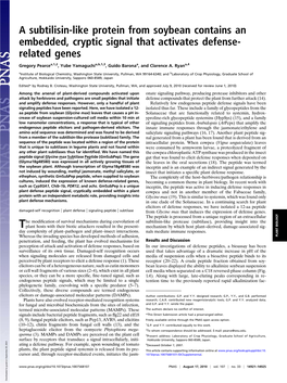 A Subtilisin-Like Protein from Soybean Contains an Embedded, Cryptic Signal That Activates Defense- Related Genes