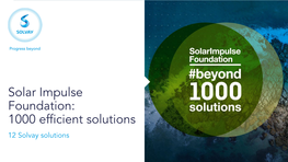 Solar Impulse Foundation: 1000 Efficient Solutions