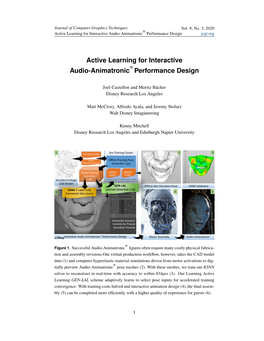 Active Learning for Interactive Audio-Animatronic® Performance