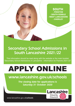Secondary School Admissions in South Lancashire 2021 /22