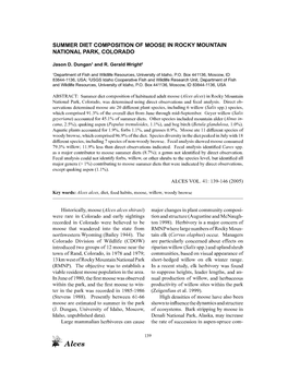 Summer Diet Composition of Moose in Rocky Mountain National Park, Colorado