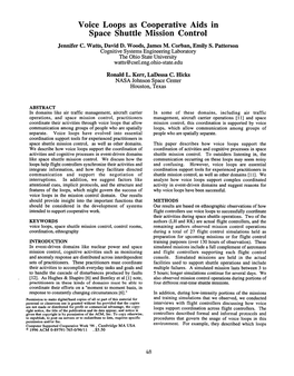 Voice Loops As Cooperative Aids in Space Shuttle Mission Control