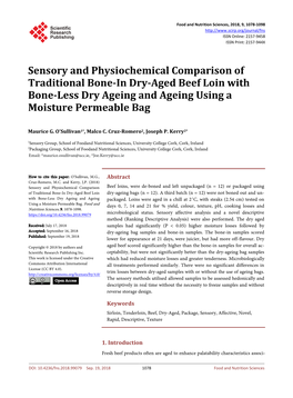 Sensory and Physiochemical Comparison of Traditional Bone-In Dry-Aged Beef Loin with Bone-Less Dry Ageing and Ageing Using a Moisture Permeable Bag