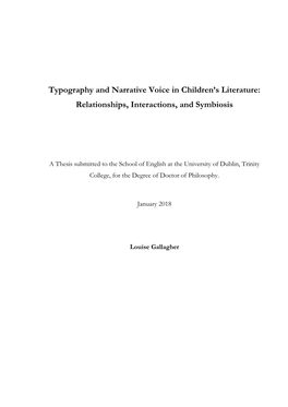 Typography and Narrative Voice in Children's Literature