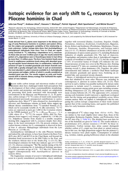 Isotopic Evidence for an Early Shift to C4 Resources by Pliocene Hominins in Chad