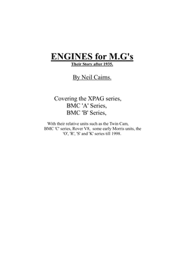 MG Engine History, 1935-1998