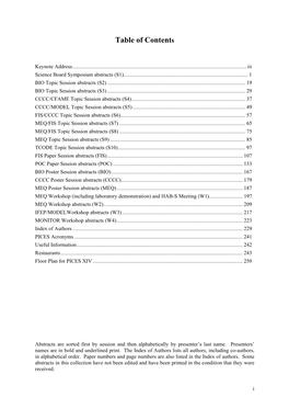 Table of Contents