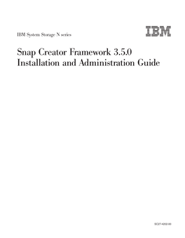 IBM System Storage N Series Snap Creator Framework 3.5.0