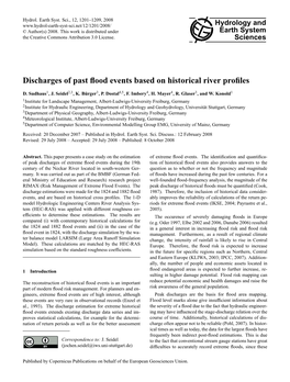 Discharges of Past Flood Events Based on Historical River Profiles