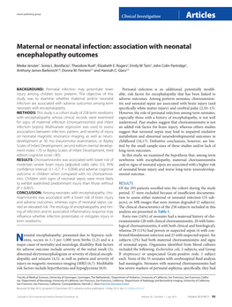 Association with Neonatal Encephalopathy Outcomes