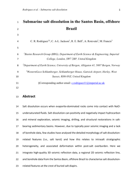 Submarine Salt Dissolution in the Santos Basin, Offshore Brazil