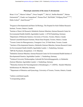 Phenotypic Annotation of the Mouse X Chromosome Brian J. Cox , Marion