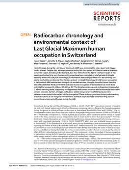 Radiocarbon Chronology and Environmental Context of Last Glacial Maximum Human Occupation in Switzerland Hazel Reade1*, Jennifer A