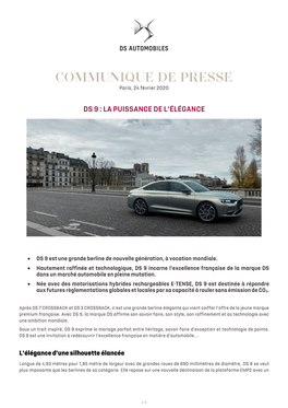 COMMUNIQUE DE PRESSE Paris, 24 Février 2020