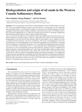 Biodegradation and Origin of Oil Sands in the Western Canada Sedimentary Basin