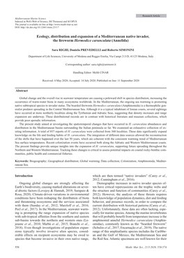 Ecology, Distribution and Expansion of a Mediterranean Native Invader, the Fireworm Hermodice Carunculata (Annelida)