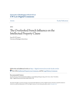 The Overlooked French Influence on the Intellectual Property Clause Sean M