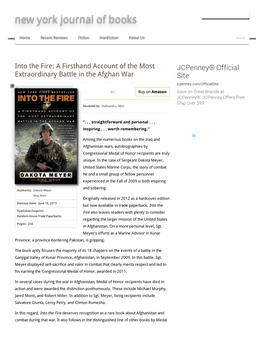 Into the Fire: a Firsthand Account of the Most Jcpenney® Official Extraordinary Battle in the Afghan War Site Jcpenney.Com/Officialsite