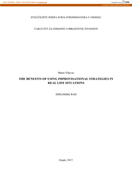 The Benefits of Using Improvisational Strategies in Real Life Situations