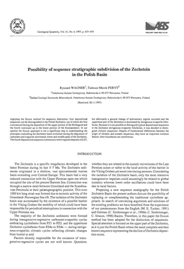 Possibility of Sequence Stratigraphic Subdivision of the Zechstein in the Polish Basin