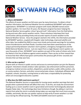 Skywarn Faqs