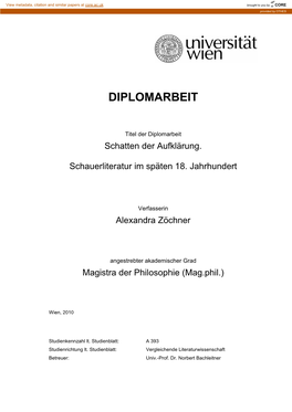 Diplomarbeit Schatten Der Aufklärung