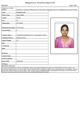 Missing Person - Period Wise Report (CIS) 18/03/2020 Page 1 of 50