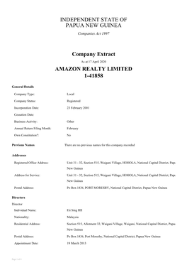 Amazon Realty Limited Extract