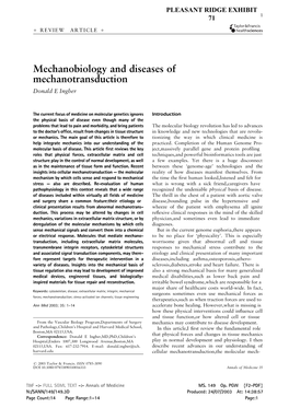 Mechanobiology and Diseases of Mechanotransduction Donald E Ingber