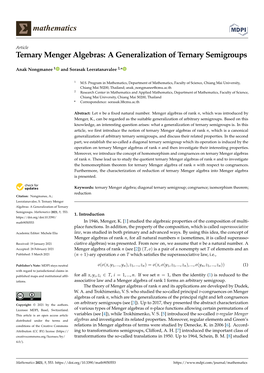 Ternary Menger Algebras: a Generalization of Ternary Semigroups