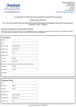 An Application to Determine If Prior Approval Is Required for a Proposed