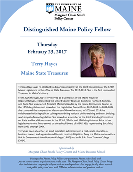 Terry Hayes Maine State Treasurer Thursday February 23, 2017