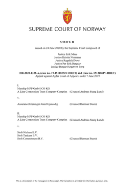 ORDER Issued on 24 June 2020 by the Supreme Court Composed Of
