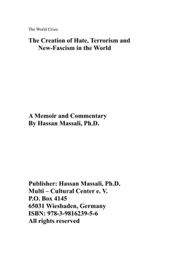 The World Crises, the Creation of Hate, Terrorism an New-Fascism in the World 2018 Edition-English