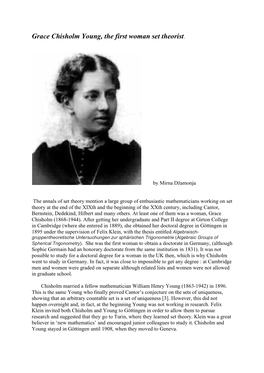 Grace Chisholm Young, the First Woman Set Theorist