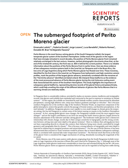 The Submerged Footprint of Perito Moreno Glacier Emanuele Lodolo1*, Federica Donda1, Jorge Lozano2, Luca Baradello1, Roberto Romeo1, Donaldo M