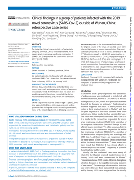 Clinical Findings in a Group of Patients Infected with the 2019 BMJ: First Published As 10.1136/Bmj.M606 on 19 February 2020