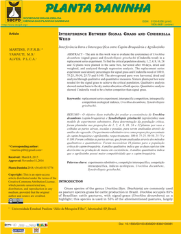 Planta Daninha 2018; V36:E018151776 Synedrellopsis Grisebachii