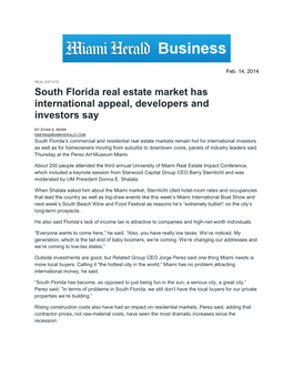 South Florida Real Estate Market Has International Appeal, Developers and Investors Say