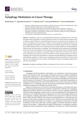 Autophagy Modulators in Cancer Therapy