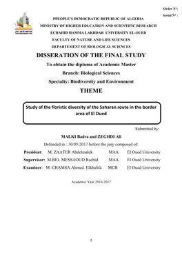 Disseration of the Final Study Theme
