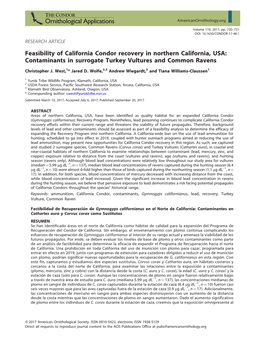 Feasibility of California Condor Recovery in Northern California, USA: Contaminants in Surrogate Turkey Vultures and Common Ravens