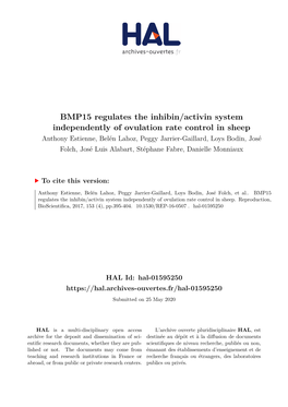 BMP15 Regulates the Inhibin/Activin System