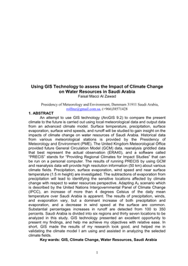 Using GIS Technology to Assess the Impact of Climate Change on Water Resources in Saudi Arabia Faisal Macci Al Zawad