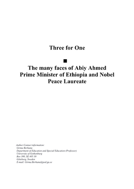 Three for One the Many Faces of Abiy Ahmed Prime Minister of Ethiopia