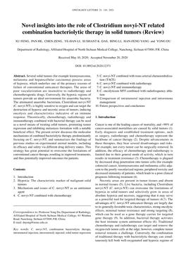 Novel Insights Into the Role of Clostridium Novyi‑NT Related Combination Bacteriolytic Therapy in Solid Tumors (Review)